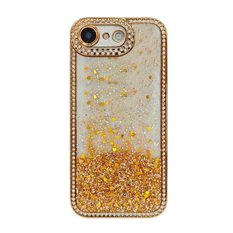 

For iPhone 16e Diamond Gradient Glitter Sequins Plated Phone Case(Gold)