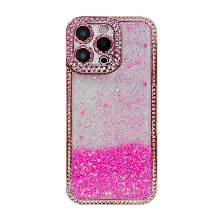 For iPhone 16 Pro Diamond Gradient Glitter Sequins Plated Phone Case(Burgundy)