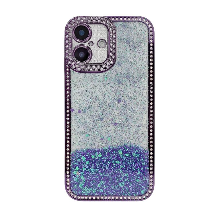 

For iPhone 16 Plus Diamond Gradient Glitter Sequins Plated Phone Case(Purple)