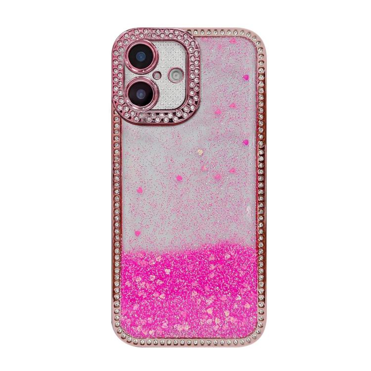 For iPhone 16 Plus Diamond Gradient Glitter Sequins Plated Phone Case(Burgundy)