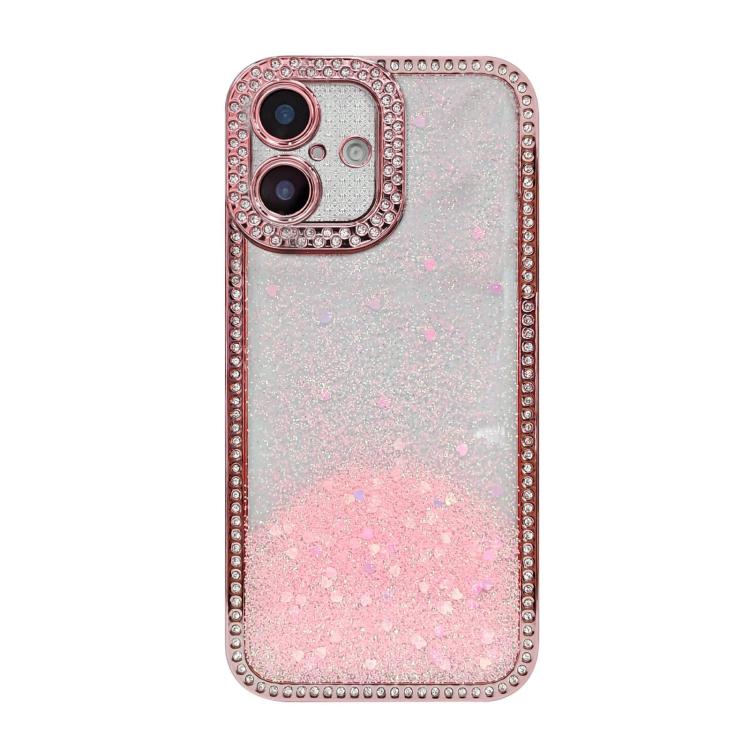 

For iPhone 16 Diamond Gradient Glitter Sequins Plated Phone Case(Pink)