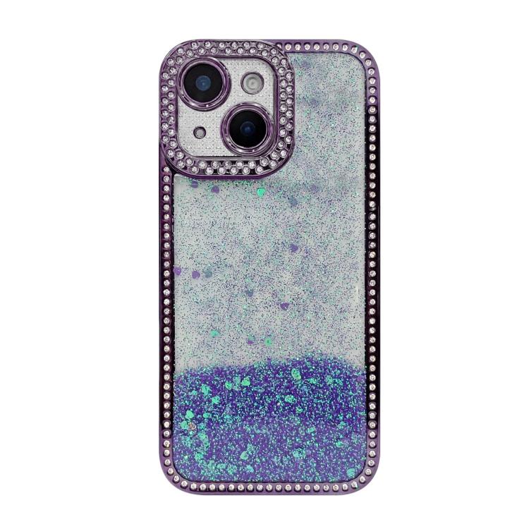For iPhone 13 Diamond Gradient Glitter Sequins Plated Phone Case(Purple)