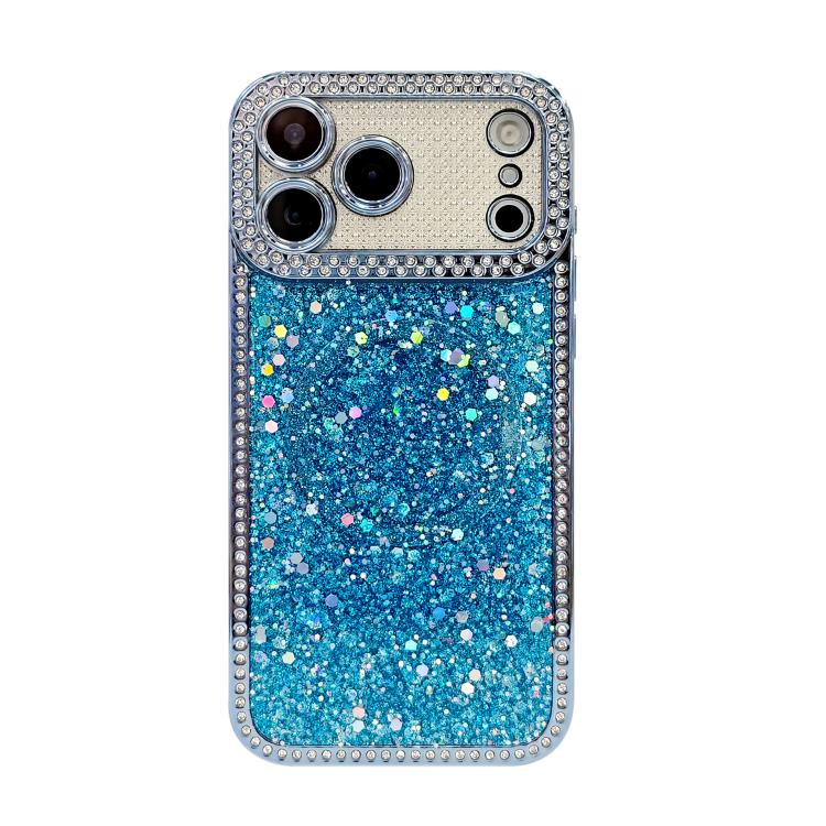 

For iPhone 16 Diamond Sequins Glitter MagSafe Electroplating Phone Case(Blue)