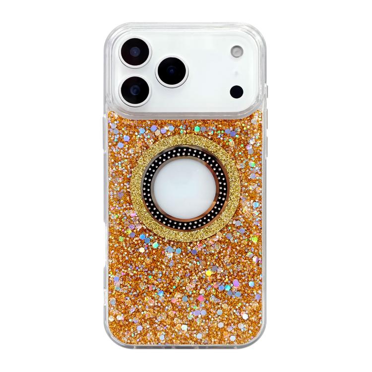 

For iPhone 16 Pro Hollow Sequins Glitter MagSafe Electroplating Phone Case(Gold)