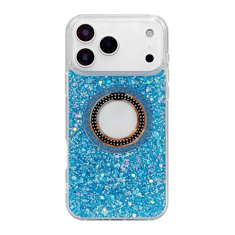 

For iPhone 16 Plus Hollow Sequins Glitter MagSafe Electroplating Phone Case(Blue)