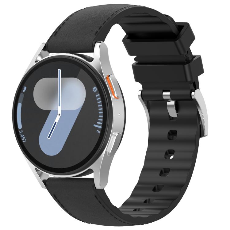 

22mm Silicone Hybrid Leather Quick Release Watch Band(Black)