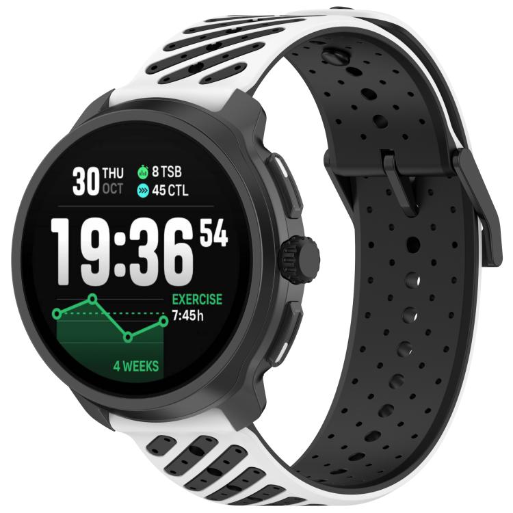 22mm Twill Texture Breathable Silicone Watch Band(White Black)