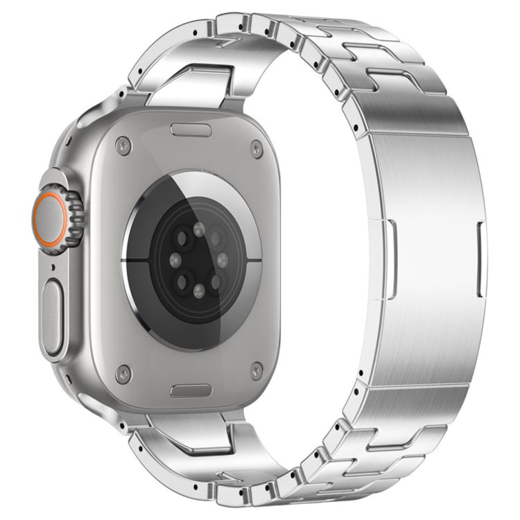 

For Apple Watch 44mm / 45mm / 46mm / 49mm H-Type QuickB Release Butterfly Buckle Stainless Steel Watch Band(Silver)