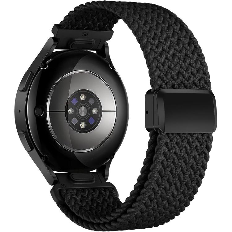 

22mm Press Button Quick Release Magnetic Buckle Nylon Braided Watch Band(Black)