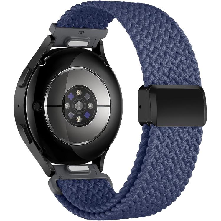 

20mm Press Button Quick Release Magnetic Buckle Nylon Braided Watch Band(Denim)