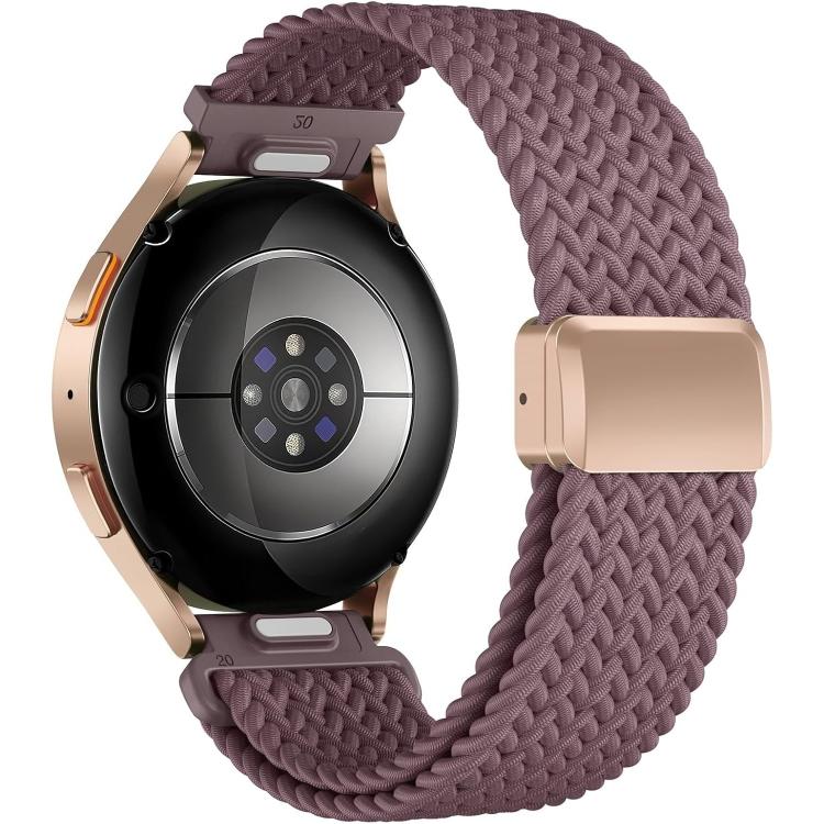 

20mm Press Button Quick Release Magnetic Buckle Nylon Braided Watch Band(Smoky Purple)