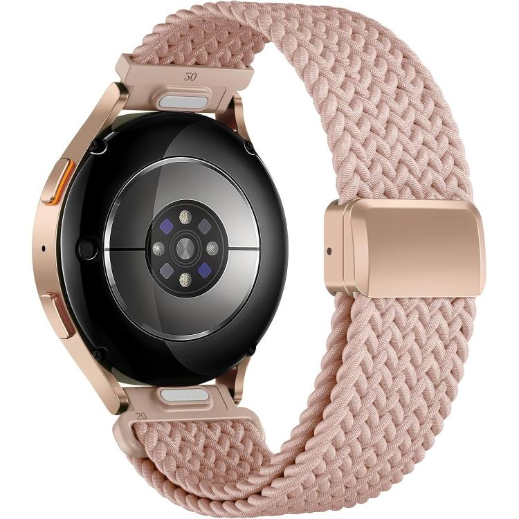 

20mm Press Button Quick Release Magnetic Buckle Nylon Braided Watch Band(Pink Sand)
