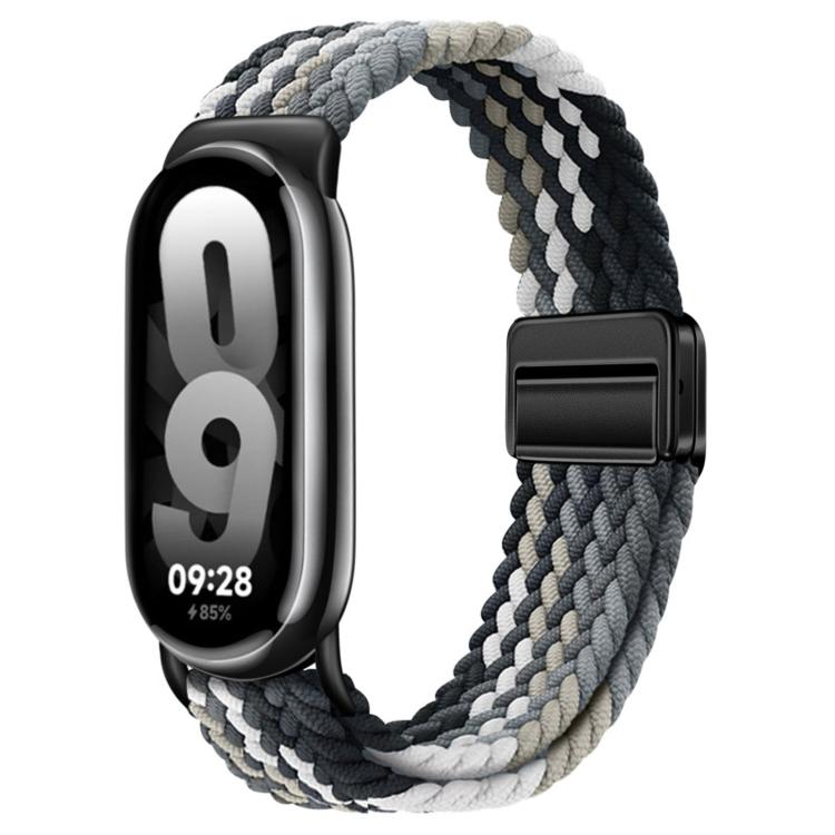 

For Xiaomi Smart Band 10 / 9 / 8 Magnetic Buckle Braided Loop Nylon Watch Band(Black Cochineal)