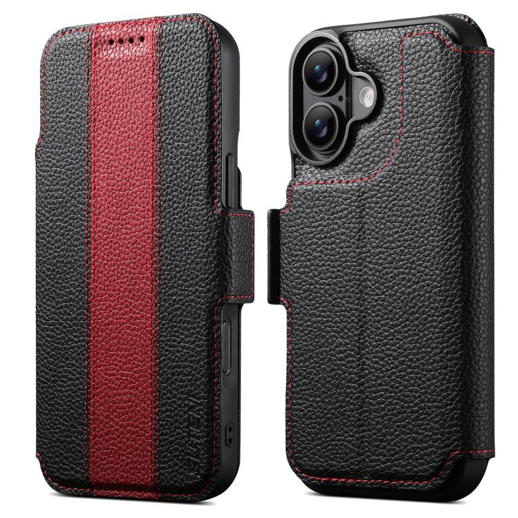 

For iPhone 17 Suteni Q08 2-in-1 Multi-function Magnetic Wallet Big Litchi Vegan Leather Phone Case(Red)