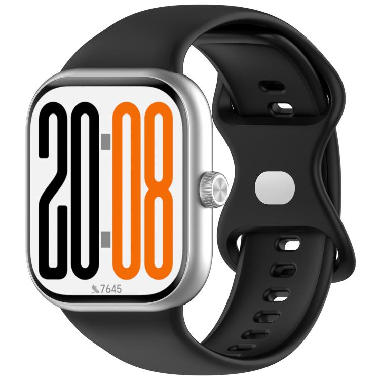 

For Honor Watch X5 Butterfly Buckle Solid Color Silicone Watch Band(Black)