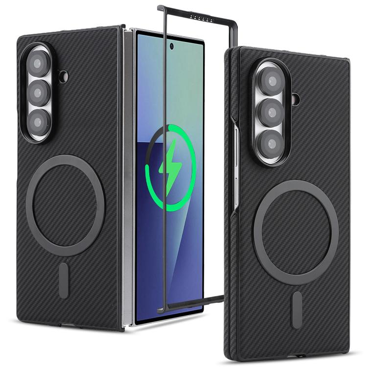 For Galaxy Z Fold5 Kalebol Carbon Fiber MagSafe Phone Case(Black)