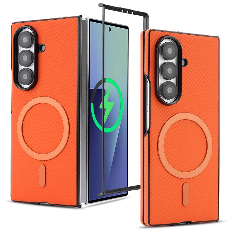 For Galaxy Z Fold8 Ultra 5G Kalebol Carbon Fiber MagSafe Phone Case(Orange)