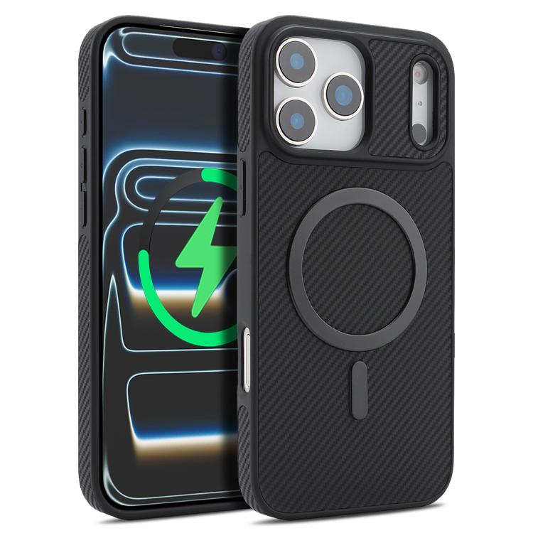 For iPhone 17 Pro Kalebol Carbon Fiber MagSafe Phone Case(Black)