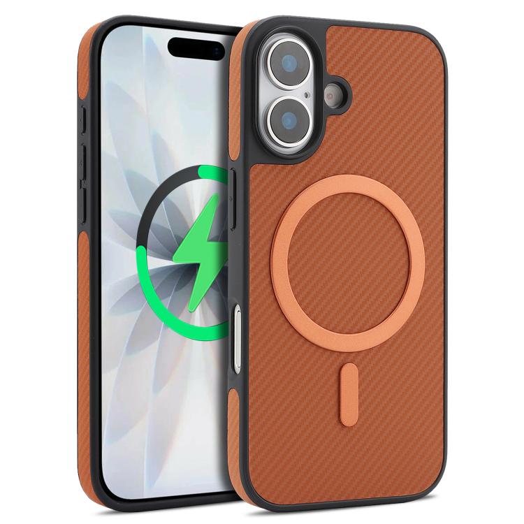 For iPhone 17 Kalebol Carbon Fiber MagSafe Phone Case(Brown)