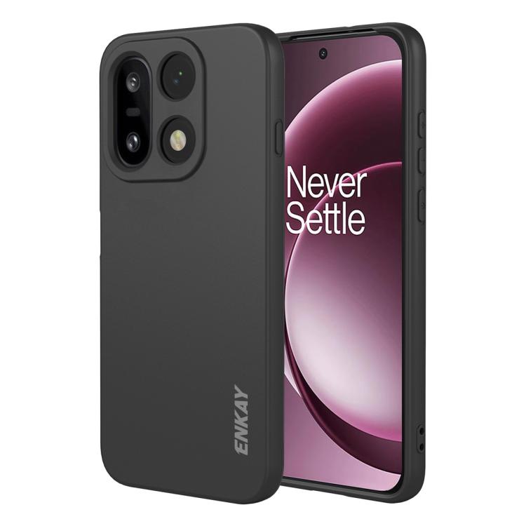 

For OnePlus 15 ENKAY Liquid Silicone Soft Shockproof Phone Case(Black)