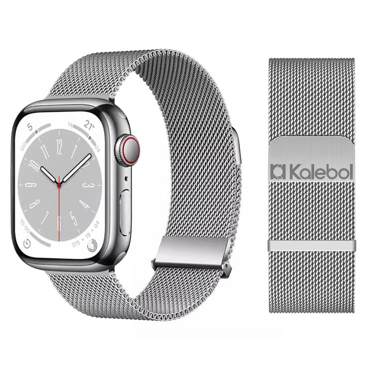 

For Apple Watch 46mm / 49mm / 45mm / 44mm Kalebol Double Link Milanese Double Magnetic Stainless Steel Watch Band(Silver)