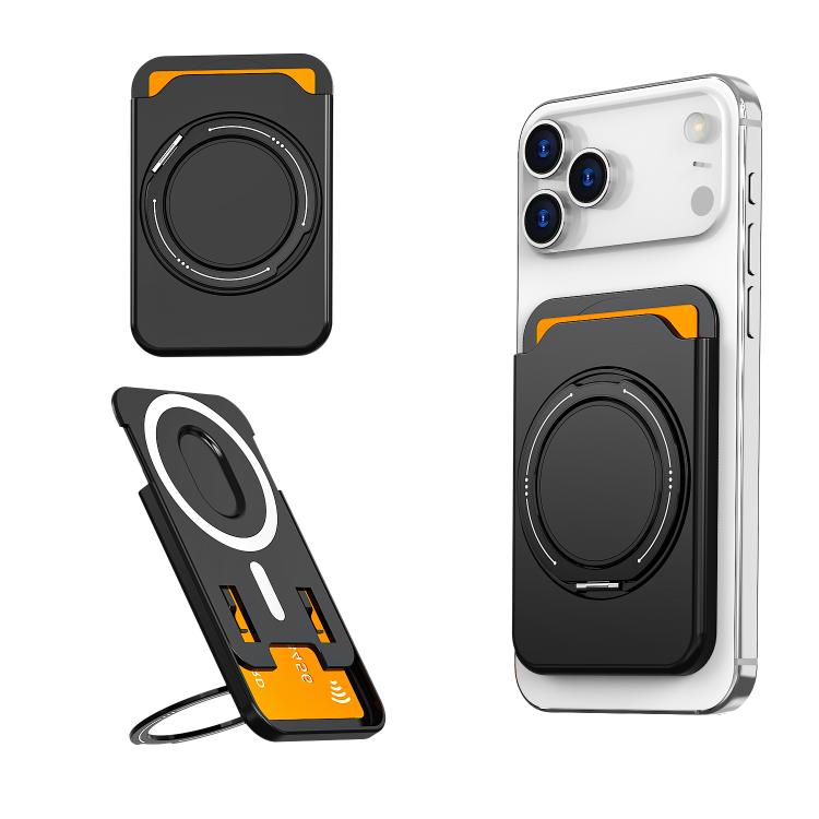 

Colourful Ring MagSafe Magnetic 360-Degree Rotating Stand Card Holder(Black)