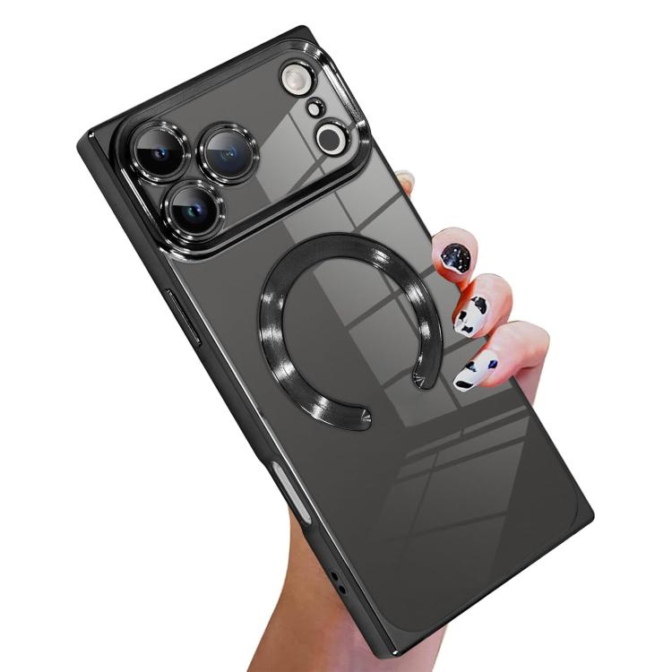 

For iPhone 17 Pro Right Angle Square Electroplated CD Pattern TPU MagSafe Phone Case(Black)