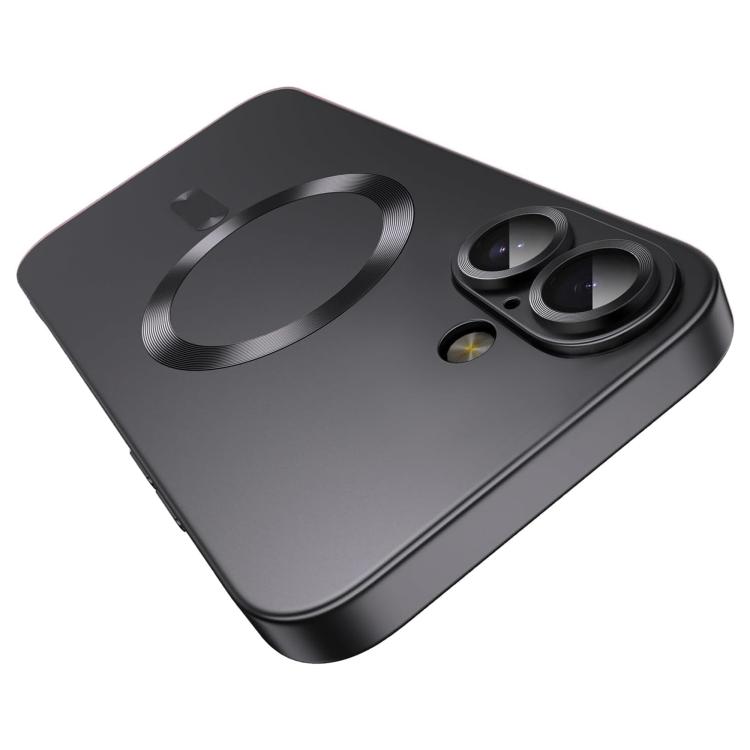 

For iPhone 16 Plus Ultra thin Metallic TPU MagSafe Phone Case with Lens Film(Black)