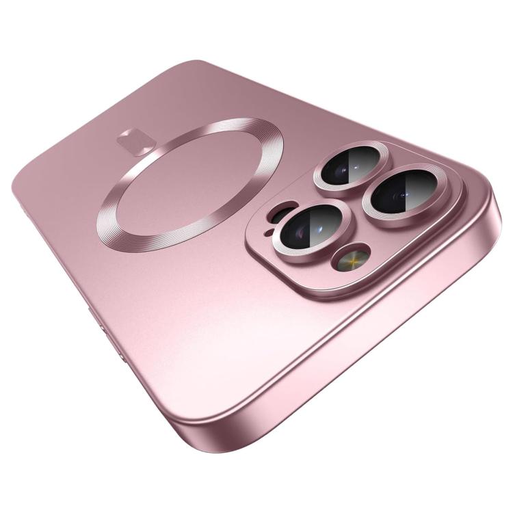 

For iPhone 15 Pro Ultra thin Metallic TPU MagSafe Phone Case with Lens Film(Pink)