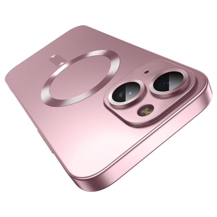 

For iPhone 14 Plus Ultra thin Metallic TPU MagSafe Phone Case with Lens Film(Pink)