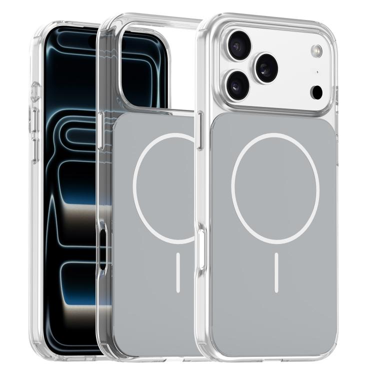 

For iPhone 17 Pro Gold-Orange Original Color MagSafe Shockproof Phone Case(Grey)