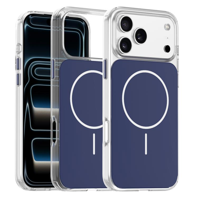 

For iPhone 17 Pro Gold-Orange Original Color MagSafe Shockproof Phone Case(Transparent Blue)