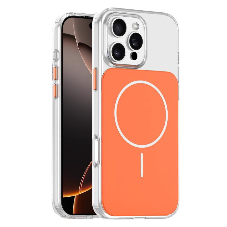 

For iPhone 16 Pro Max Gold-Orange Original Color MagSafe Shockproof Phone Case(Transparent Orange)