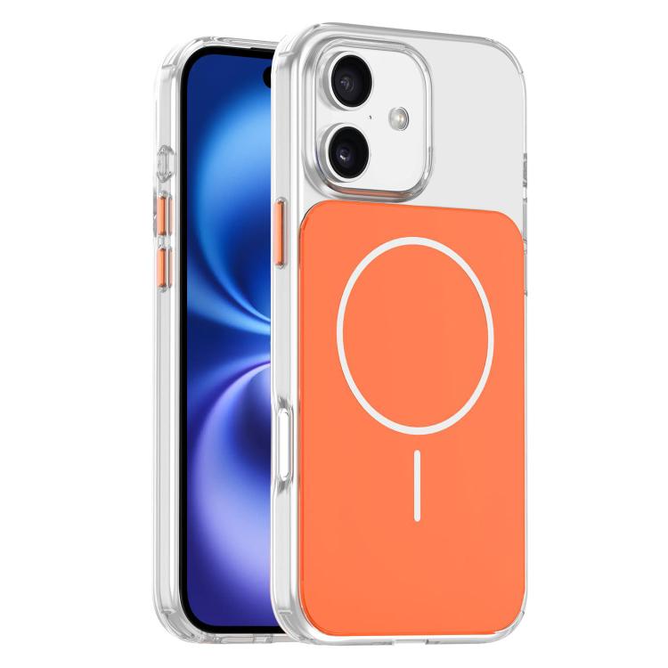 

For iPhone 16 Gold-Orange Original Color MagSafe Shockproof Phone Case(Transparent Orange)