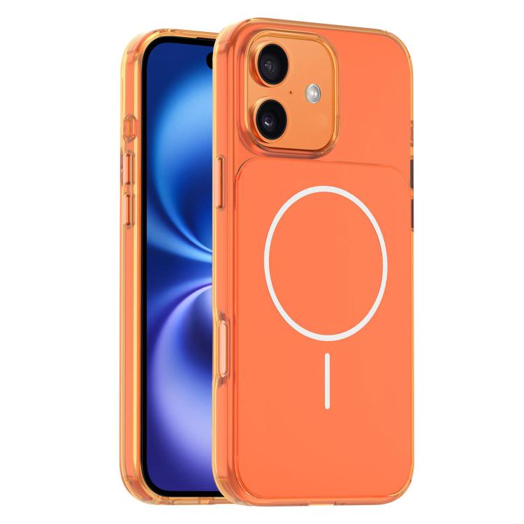 

For iPhone 16 Gold-Orange Original Color MagSafe Shockproof Phone Case(Orange)