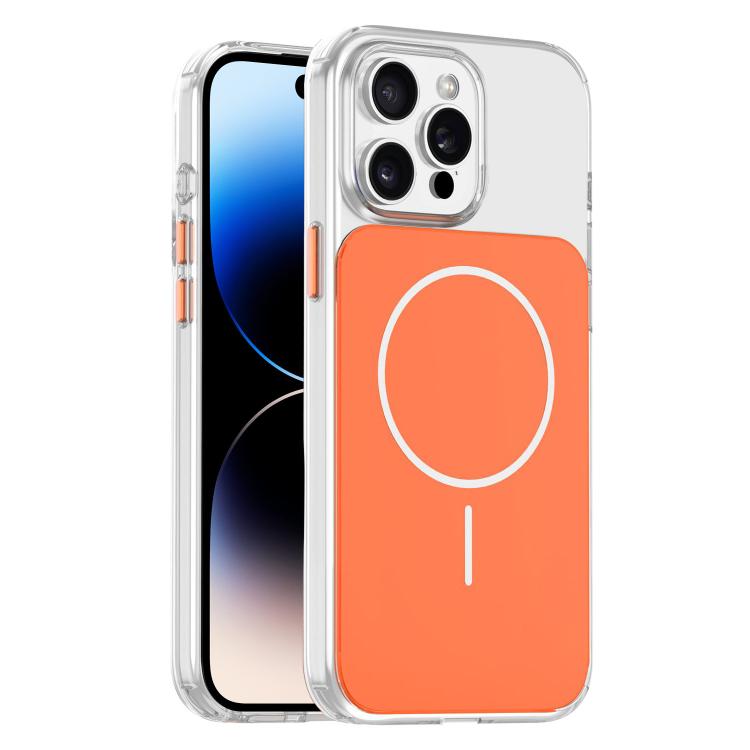

For iPhone 14 Pro Max Gold-Orange Original Color MagSafe Shockproof Phone Case(Transparent Orange)