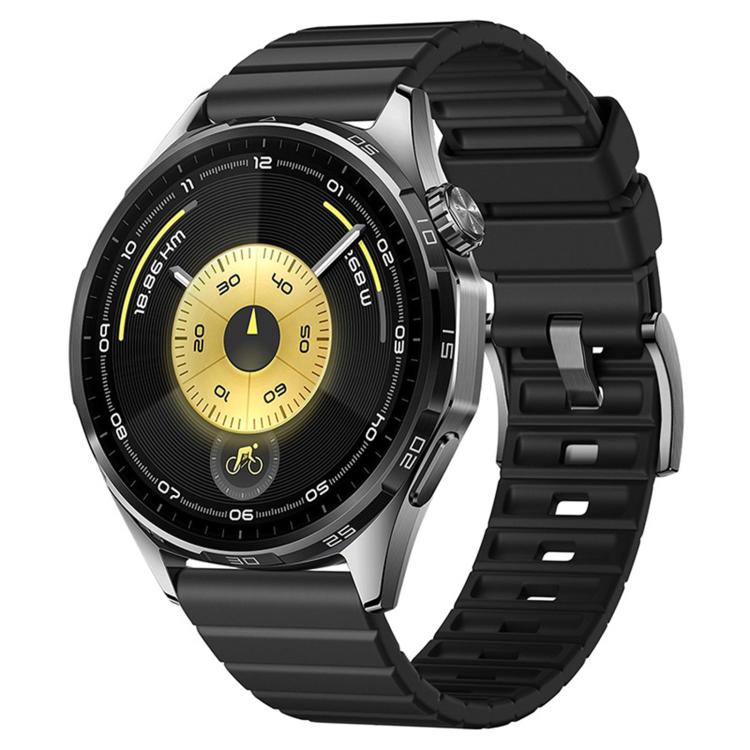 

22mm Staircase Texture Solid Color Fluororubber Watch Band(Black)