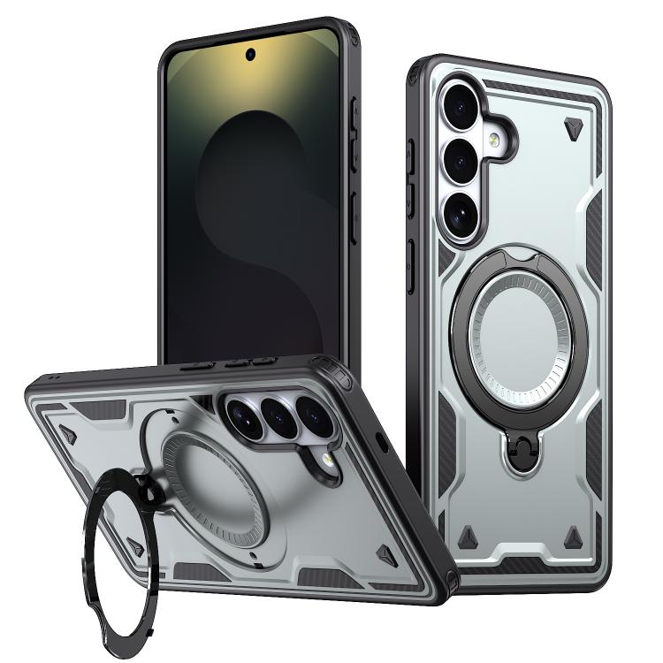 For Galaxy S26+ 5G Kalebol PC Hybrid TPU Armor MagSafe Ring Holder Phone Case(Gray)