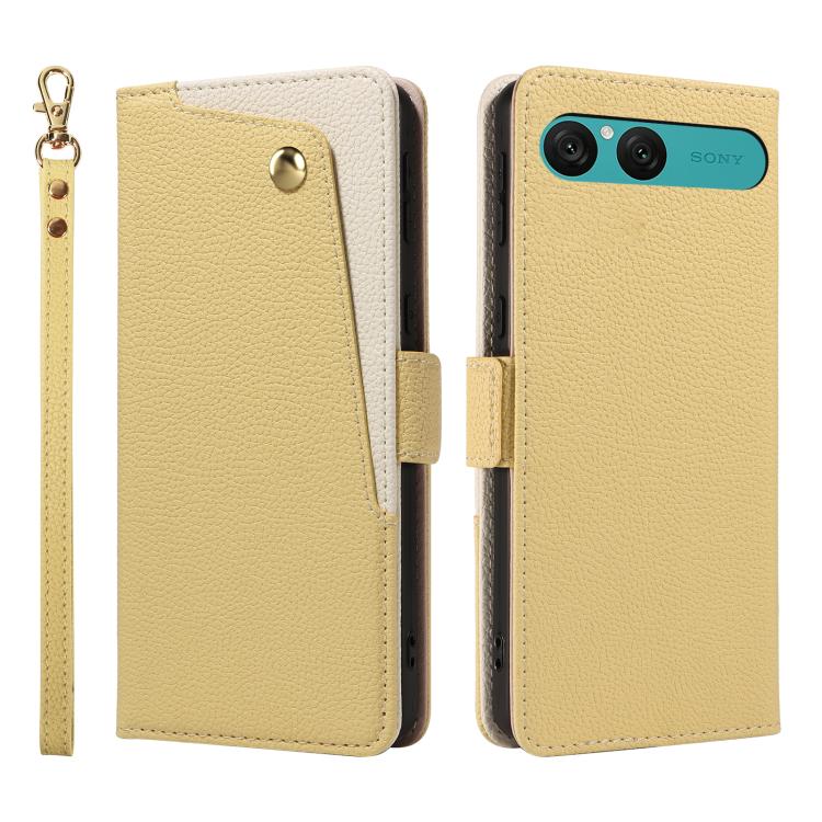 

For Sony Xperia 10 VII Litchi Texture Wallet Mirror Leather Phone Case(Yellow)