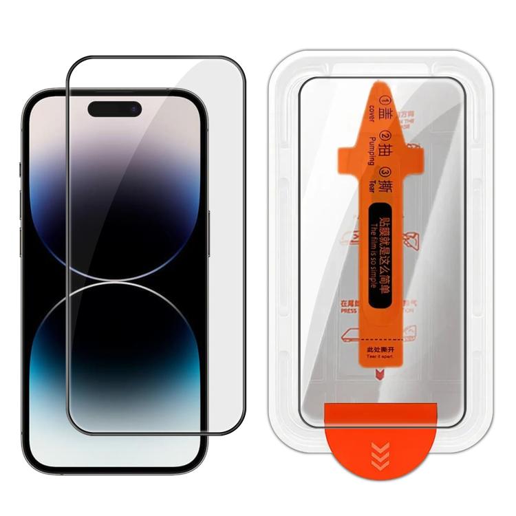 

For iPhone 14 Pro Easy Install Box Dust-Free Clear Screen-printed HD Tempered Glass Film