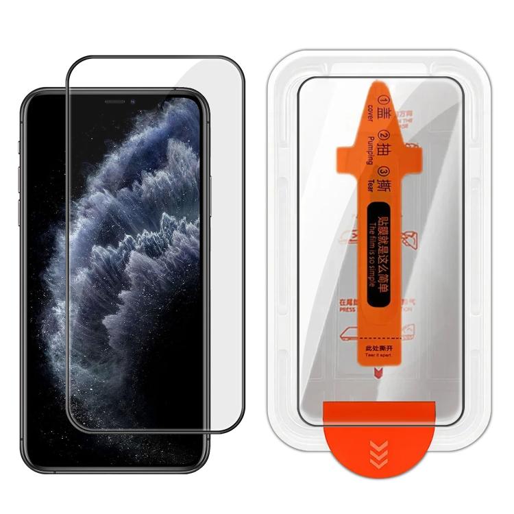 

For iPhone 11 Pro Max Easy Install Box Dust-Free Clear Screen-printed HD Tempered Glass Film