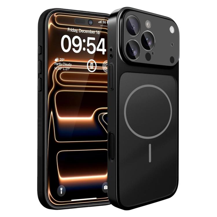 

For iPhone 16 Pro Instantly Transforms Into 17 Pro-Style Window Frosted Glass MagSafe Phone Case(Black)