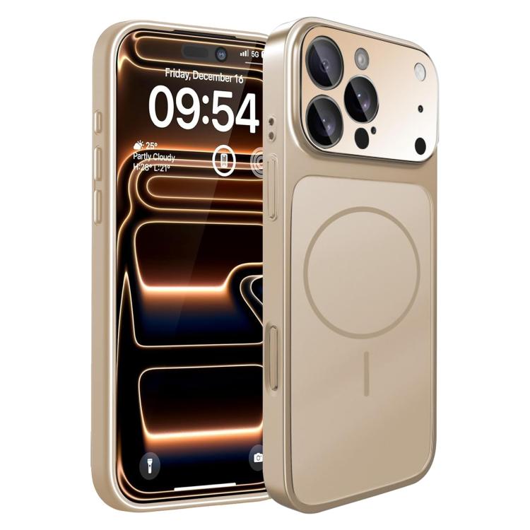 

For iPhone 16 Pro Instantly Transforms Into 17 Pro-Style Window Frosted Glass MagSafe Phone Case(Gold)
