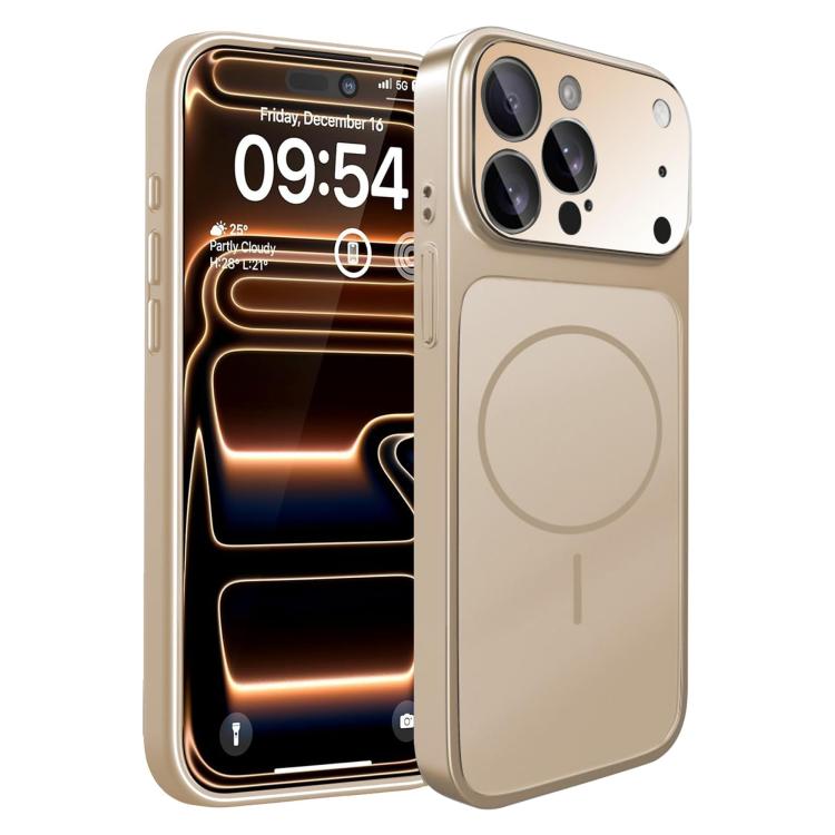 

For iPhone 14 Pro Instantly Transforms Into 17 Pro-Style Window Frosted Glass MagSafe Phone Case(Gold)