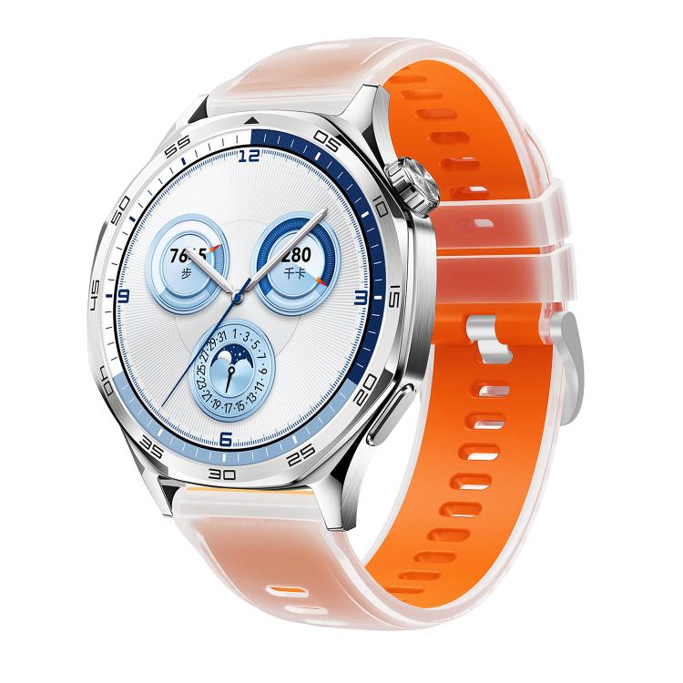 

22mm Transparent Jelly Two Color Silicone Watch Band(Transparent Orange)