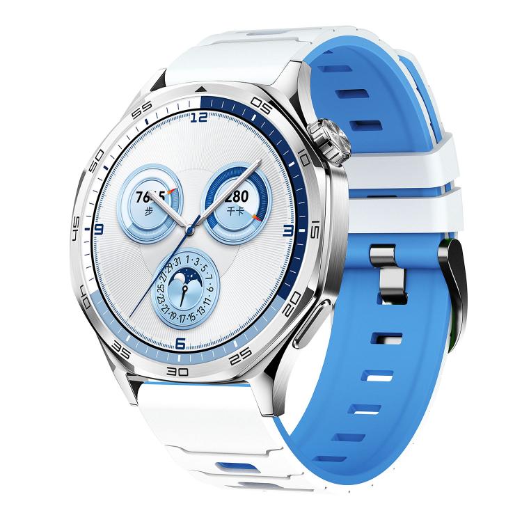 

22mm Armour Texture Two Color Silicone Watch Band(White Blue)