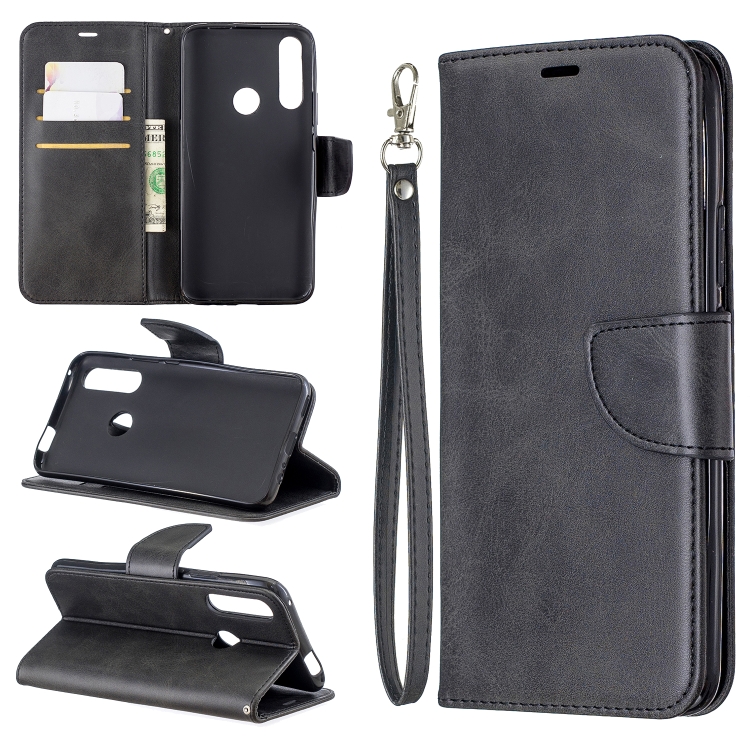 

Retro Lambskin Texture Pure Color Horizontal Flip PU Leather Case for Huawei P Smart Z, with Holder & Card Slots & Wallet & Lanyard(Black)