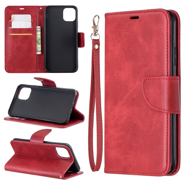 

Retro Lambskin Texture Pure Color Horizontal Flip PU Leather Case for iPhone 11 Pro Max, with Holder & Card Slots & Wallet & Lanyard(Red)