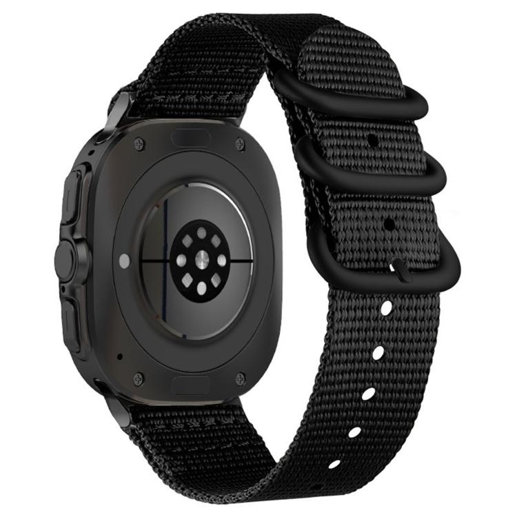 

For Samsung Galaxy Watch Ultra 47mm / Ultra 2025 Dual Ring Black Buckle Single Color Nylon Watch Band(Black)