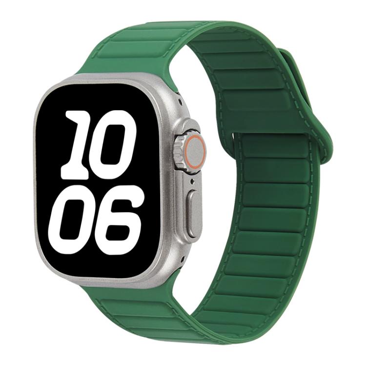 

For Apple Watch 46mm / 49mm / 45mm / 44mm Stitched Loop Magnetic Silicone Watch Band(Alfalfa)